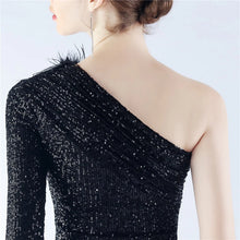 Load image into Gallery viewer, Luella Holly One Shoulder Sequin Feather Mini Dress
