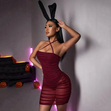 Load image into Gallery viewer, Alexis Mesh Halter Neck Bodycon Mini Dress
