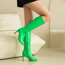Load image into Gallery viewer, Reese Square Toe Mid-Calf High Heel Boots
