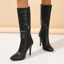 Load image into Gallery viewer, Allison Pointed Toe Mid-Calf High Heel Boots
