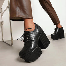 Load image into Gallery viewer, Terry Chunky Platform Lace Up High Heels
