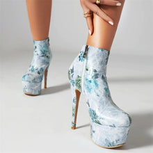 Load image into Gallery viewer, Hilary Floral Platform High Heel Ankle Boots
