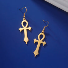 Load image into Gallery viewer, Pea Ankh Cross Earrings
