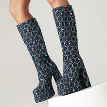 Load image into Gallery viewer, Amara Sequin Knee High Platform High Heel Boots
