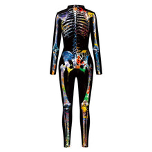 Load image into Gallery viewer, Ester Paint Ball Skeleton Halloween Jumpsuit
