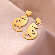 Load image into Gallery viewer, Mabelle Cat Heart Earrings
