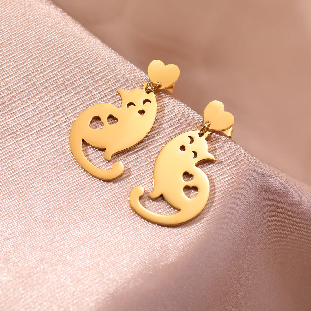 Mabelle Cat Heart Earrings