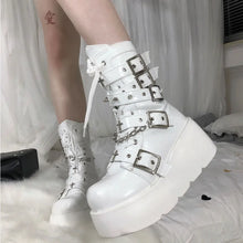 Load image into Gallery viewer, Mystique Cross Buckle Platform Boots
