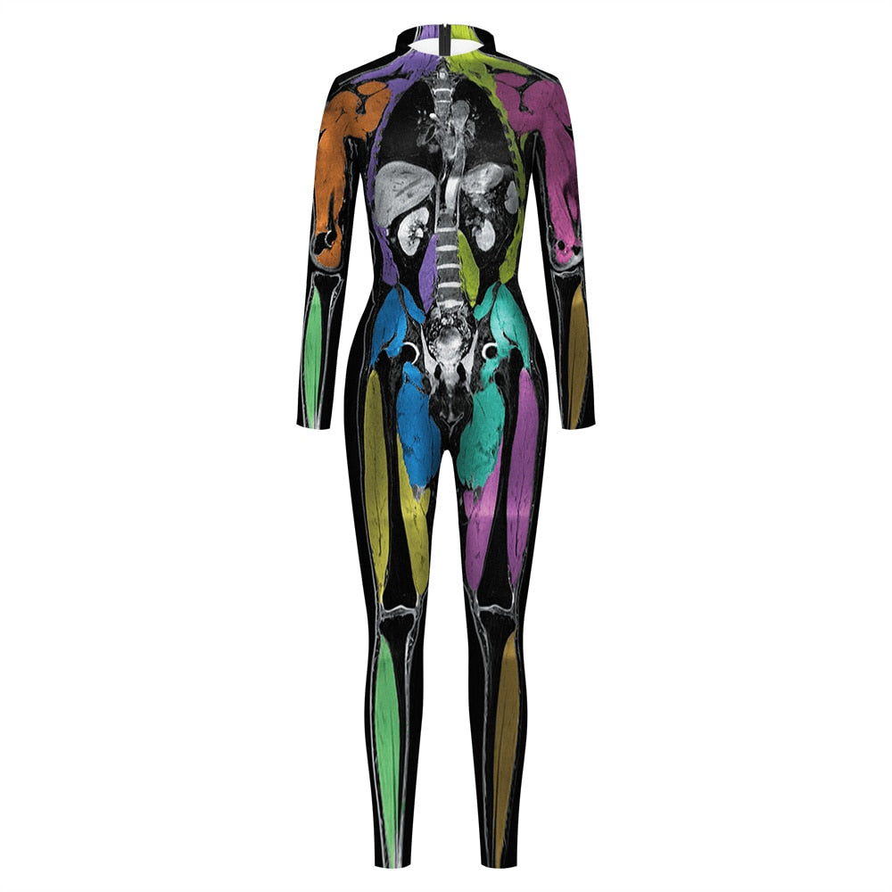 Jamie Paint Skeleton Body Halloween Jumpsuit