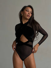 Load image into Gallery viewer, Mina Sheer Cut Out Long Sleeve Bodysuit
