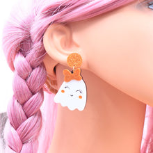 Load image into Gallery viewer, Halloween Cutie Ghosts Glitter Earrings
