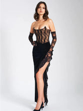 Load image into Gallery viewer, Journi Lace Strapless High Slit Maxi Dress
