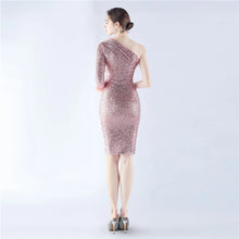 Load image into Gallery viewer, Luella Holly One Shoulder Sequin Feather Mini Dress
