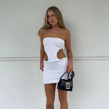 Load image into Gallery viewer, Abby Knit Strapless Cut Out Bodycon Mini Dress
