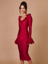 Load image into Gallery viewer, Karla Ruffle Long Sleeve Bodycon Maxi Dress
