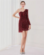 Load image into Gallery viewer, Loretta Gwen One Shoulder Sequin Bodycon Mini Dress
