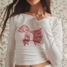 Load image into Gallery viewer, Norah Bow Long Sleeve Crop Top
