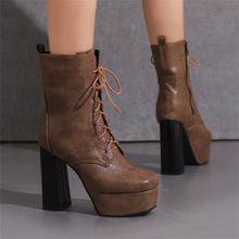 Load image into Gallery viewer, Brielle Lace-Up Platform High Heel Ankle Boots
