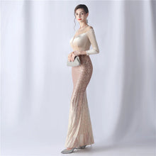 Load image into Gallery viewer, Billie Eve Velvet Sequin Long Sleeve Mermaid Maxi Dress
