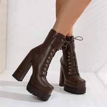 Load image into Gallery viewer, Faith Lace-Up Platform High Heel Ankle Boots
