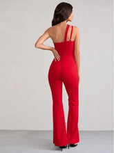Load image into Gallery viewer, Roselyn One Shoulder Flare Legged Jumpsuit
