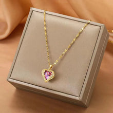 Load image into Gallery viewer, Chandele Love Heart Rhinestone Necklace
