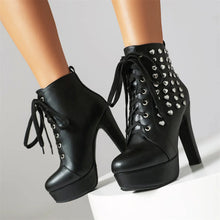 Load image into Gallery viewer, Stevee Love Heart Studded Platform High Heel Ankle Boots
