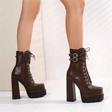 Load image into Gallery viewer, Faith Lace-Up Platform High Heel Ankle Boots
