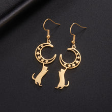 Load image into Gallery viewer, Crescent Kitty Stainless Steel Earrings
