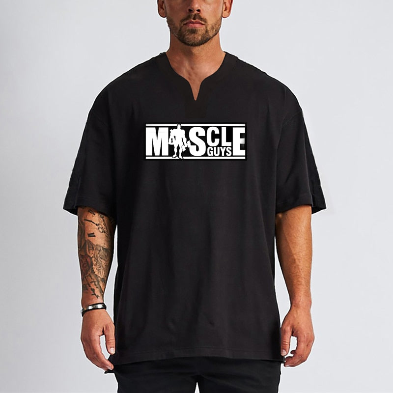 Muscle Guys Oversized V Neck Half Sleeve T-Shirt