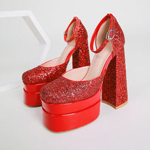 Load image into Gallery viewer, Dorothy Glitter Platform Heels
