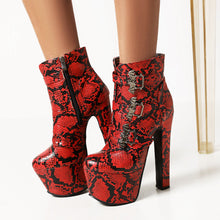 Load image into Gallery viewer, Maxine Snake Platform Ankle Boots
