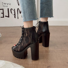 Load image into Gallery viewer, Lavender Lace Platform Boots
